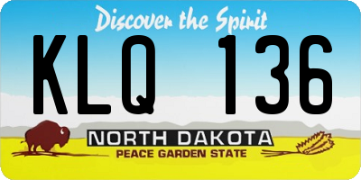 ND license plate KLQ136