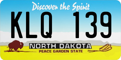 ND license plate KLQ139