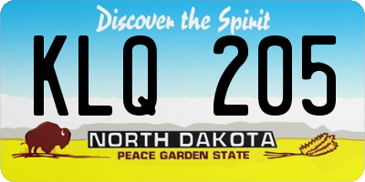 ND license plate KLQ205