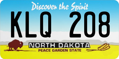 ND license plate KLQ208