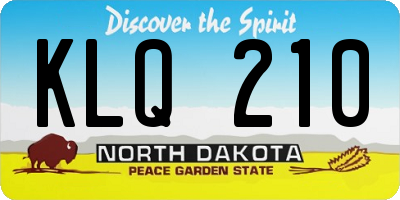 ND license plate KLQ210