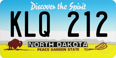 ND license plate KLQ212