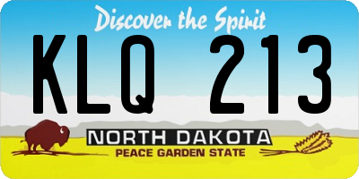 ND license plate KLQ213