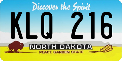 ND license plate KLQ216