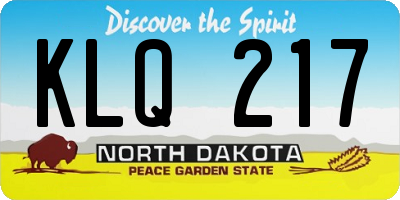 ND license plate KLQ217