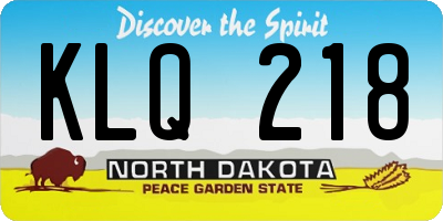 ND license plate KLQ218