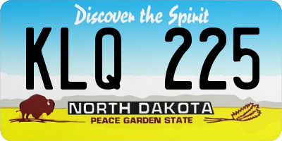 ND license plate KLQ225