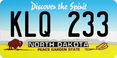 ND license plate KLQ233