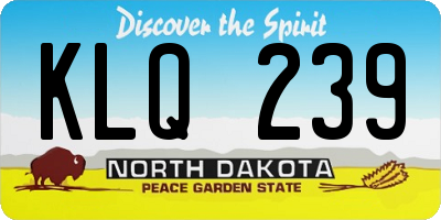 ND license plate KLQ239