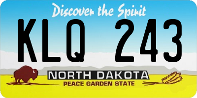 ND license plate KLQ243