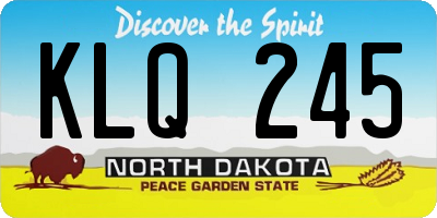 ND license plate KLQ245