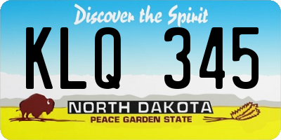 ND license plate KLQ345