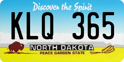 ND license plate KLQ365