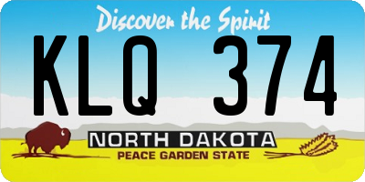ND license plate KLQ374