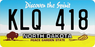 ND license plate KLQ418