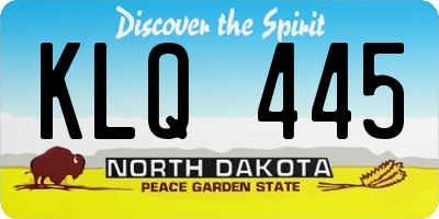 ND license plate KLQ445