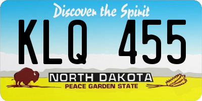 ND license plate KLQ455
