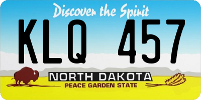 ND license plate KLQ457