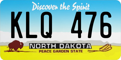 ND license plate KLQ476