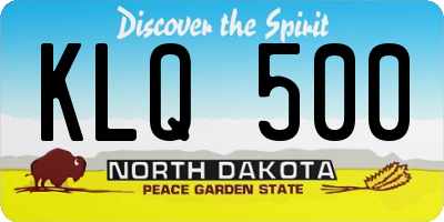 ND license plate KLQ500