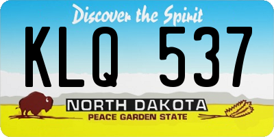 ND license plate KLQ537