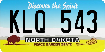 ND license plate KLQ543