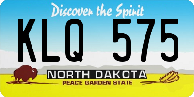 ND license plate KLQ575