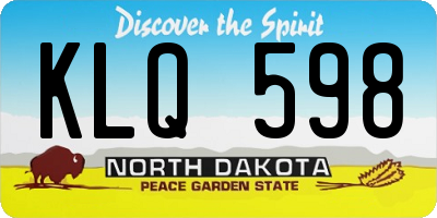 ND license plate KLQ598