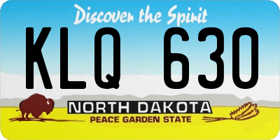 ND license plate KLQ630