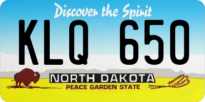 ND license plate KLQ650