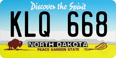 ND license plate KLQ668