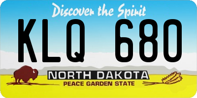 ND license plate KLQ680