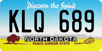 ND license plate KLQ689