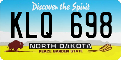 ND license plate KLQ698