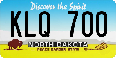ND license plate KLQ700