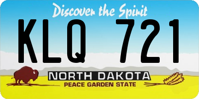 ND license plate KLQ721