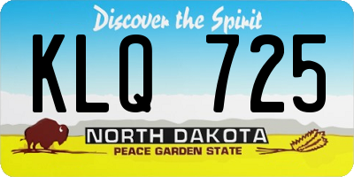 ND license plate KLQ725