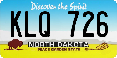 ND license plate KLQ726