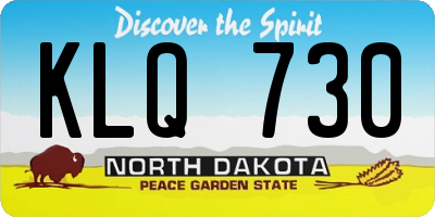 ND license plate KLQ730