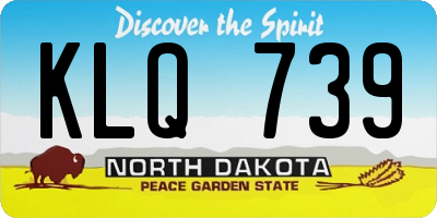 ND license plate KLQ739