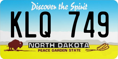 ND license plate KLQ749
