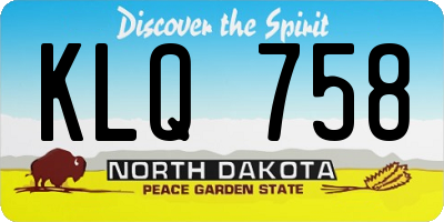 ND license plate KLQ758