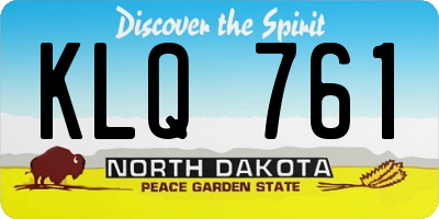 ND license plate KLQ761