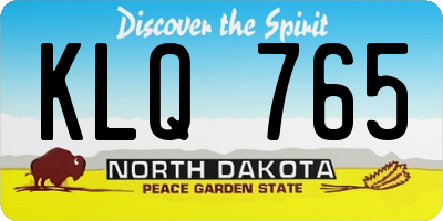 ND license plate KLQ765