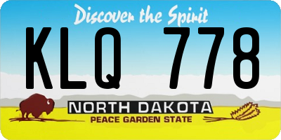 ND license plate KLQ778