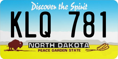 ND license plate KLQ781