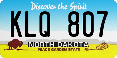 ND license plate KLQ807