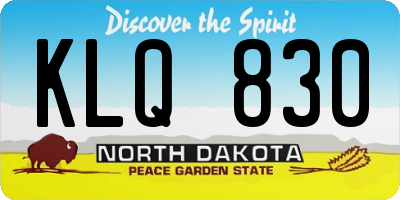 ND license plate KLQ830