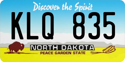 ND license plate KLQ835