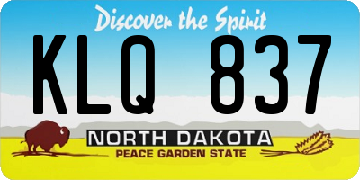 ND license plate KLQ837